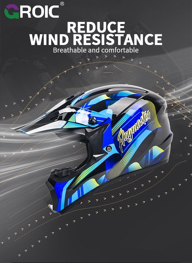 GROIC Motorcycle Helmet, Matte Black with Blue Graphic, Helmet for Street and Track Riders, Ventilation and Safety Design, Lightweight Helmet for Men and Women, Motorbike and Electric Bike Riding - Image 3